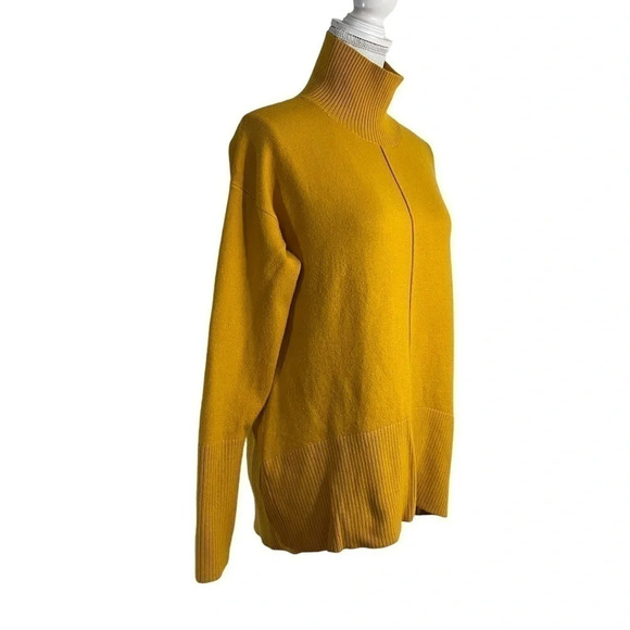 French Connection Mustard Yellow Sweater Size Small High Neck Long Sleeves Top - Picture 2 of 7